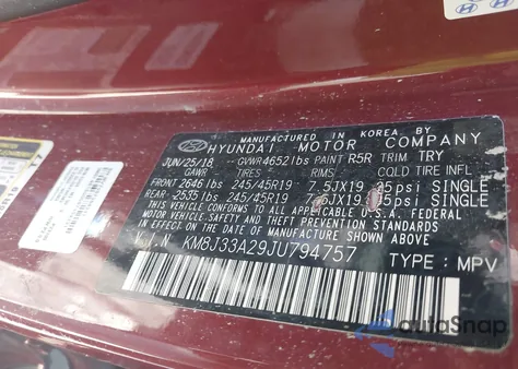 2018 Hyundai Tucson Value z USA, uszkodzony, nr VIN KM8J33A29JU794757